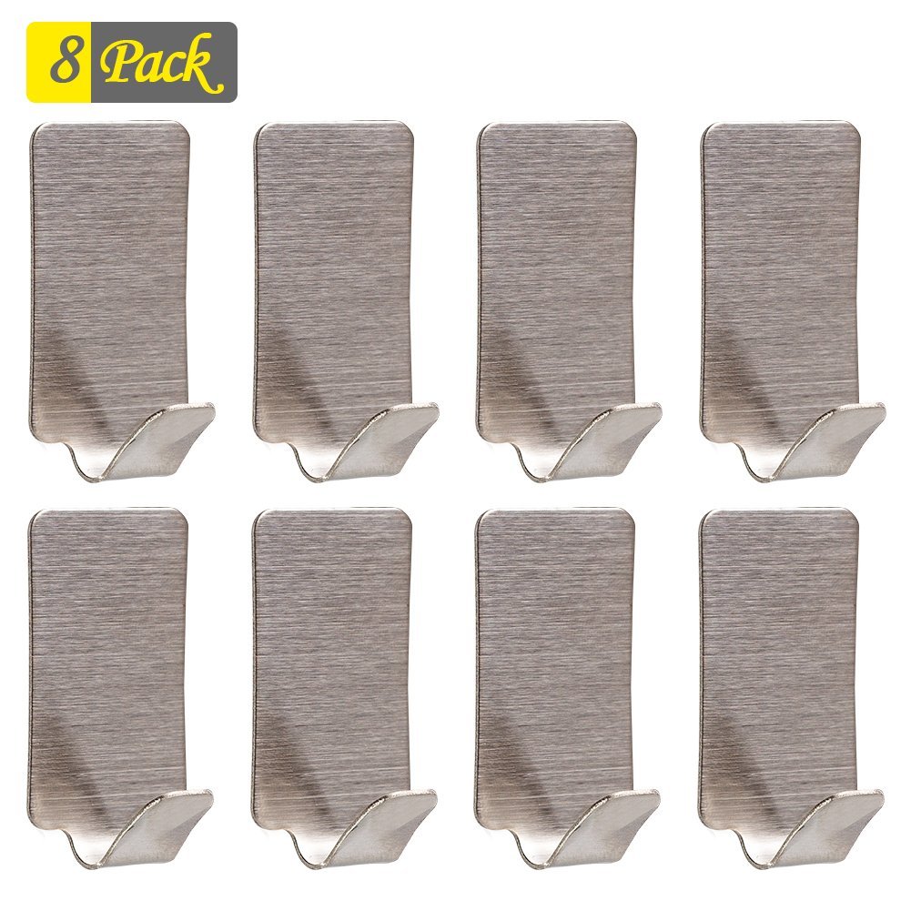 3M Adhesive Robe Hooks, SUS304 Stainless Steel Key Robe Towel Hooks(Pack of 8)